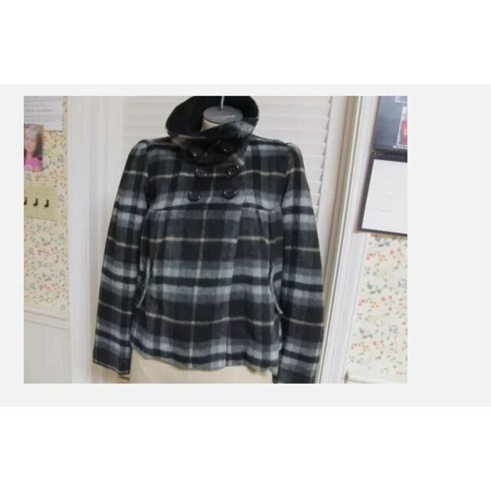 Girls Dress Coat Large 12 XL Kids Gap Wool‎ LINED Black Plaid Holiday UNIQUE